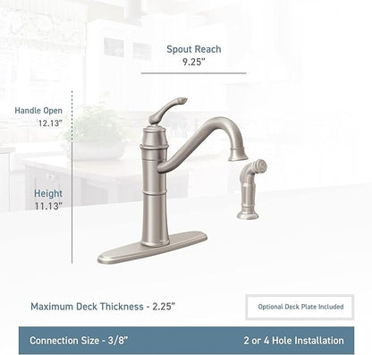 Moen Wetherly Mediterranean Bronze High-Arc Kitchen Faucet with Side Spray, 87999BRB