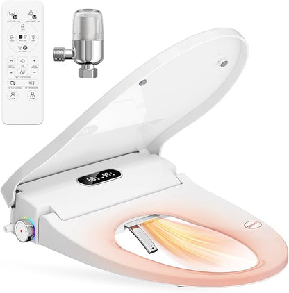 Rainsworth Smart Bidet Seat with Remote Control for Elongated Toilets | Dual User Memory, External Filter, Instant Heated Seat, Auto-Dry, Adjustable Setting, Stainless Nozzles, Intuitive Control