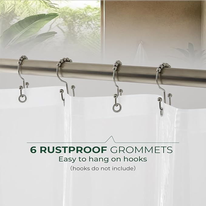 Shower Curtain Liner with Side Suction Cups, Premium PEVA Plastic Shower Liner with 3 Magnets, Waterproof Bathroom Curtain, 72 x 72, Frosted