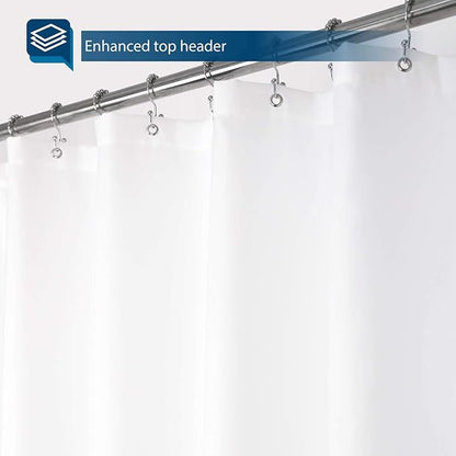 Barossa Design Waterproof Fabric Shower Curtain or Liner Microfiber 72" W x 90" H - Extra Long, Hotel Quality, Machine Washable, White Shower Liner for Bath Tub, 72x90 Inches