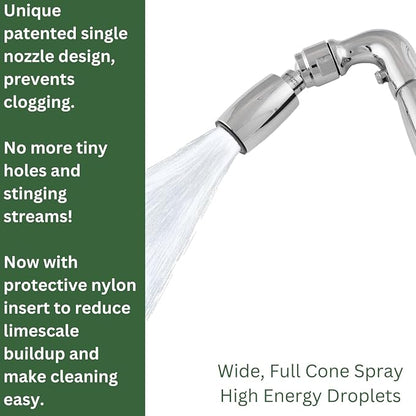 High Sierra® Solid Lead-Free Metal Handheld Shower Head, Built-in Trickle Valve, Patented single Nozzle Never Clogs. Shower Hose and Holder Not Included. Low Flow 1.8 GPM. Matte Black