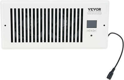 VEVOR Register Booster Fan, Quiet Vent Booster Fan Fits 4” x 10” Register Holes, with Remote Control and Thermostat Control, Adjustable 10-Speed for Heating Cooling Smart Vent, White
