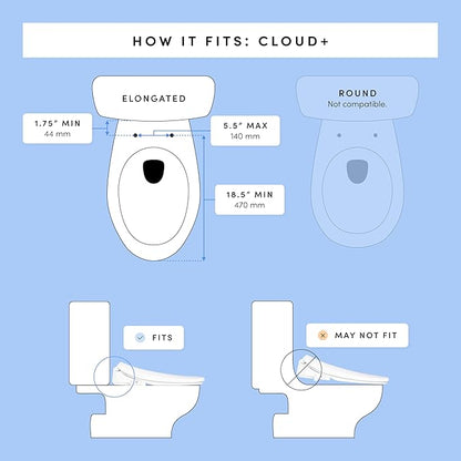 TUSHY Cloud+ Electronic Bidet Heated Toilet Seat | Intelligent Remote w/Personal Settings, Instant Warm Water, Heated Seat and Air Dryer, Automatic Deodorizer (Night Light & Soft Close), Elongated