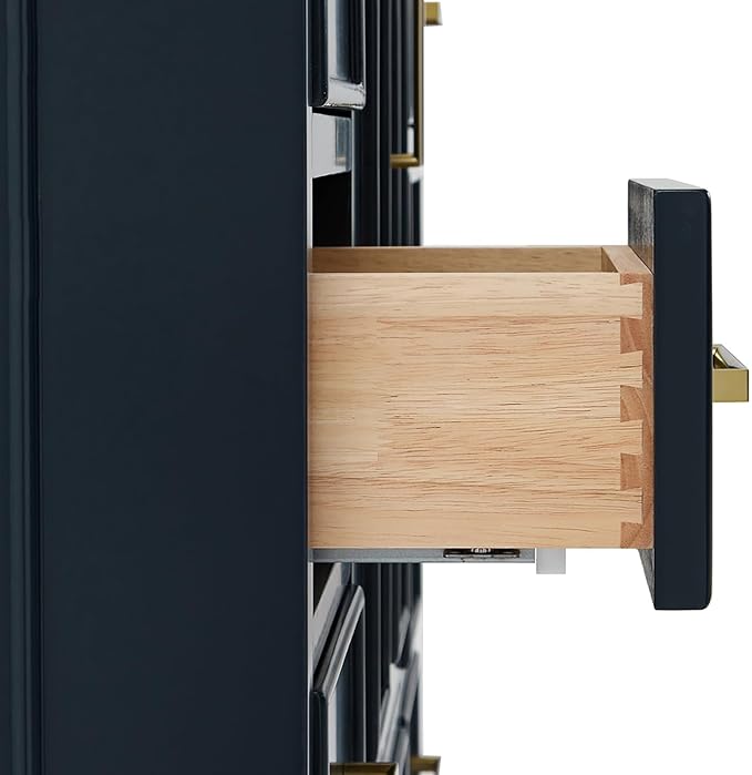 Langford 60-inch Midnight Blue Bathroom Vanity with Center Rectangle Single Sink, Italian Carrara Marble Countertop & Backsplash, Solid Wood Frame, Soft-Closing & Dovetail Drawers