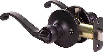 Design House 779223 Scroll Privacy Bed and Bath Door Lever Matte Black