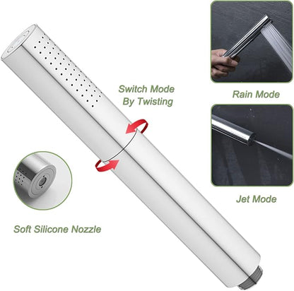 Hand Shower Head Chrome High Pressure Dual-Function Shower Wand | Jet Spray and Rainfall Modes, Brass, 7 Inch, High Flow, with 59 inch Hose and Bracket