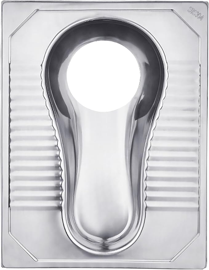 Stainless Steel Large-Bore Dry Toilet, Rural Toilet Squat Pit Renovation, Bathroom Squat Toilet, Flush-Free,
