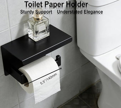Bathroom Hardware Set 20 Piece Matte Black Bathroom Accessories Set SUS304 Towel Bar Set Includes 4 Towel Bar 24 Inch+4 Towel Holder+4 Toilet Paper Holder+8 Towel Hooks (20, Matte Black)