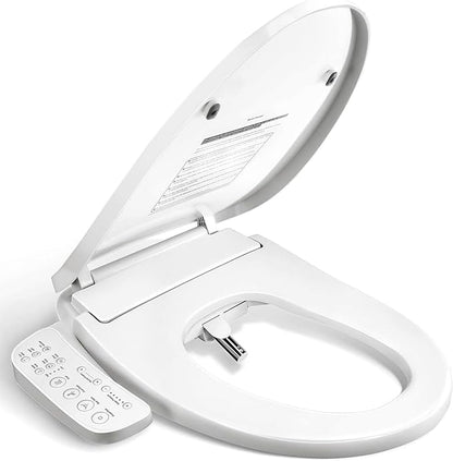 BRAVAT® Electronic Smart Bidet Toilet Seat – Heated Seat, Instant Warm Water, Stainless Steel Nozzle, Hygienic Rinse, Warm Air Dryer, Night Light, Easy Install – Elongated, White
