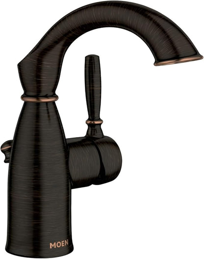Moen Sarona Mediterranean Bronze One-Handle Single Hole Rustic Farmhouse Bathroom Sink Faucet with Optional Deckplate, 84144BRB