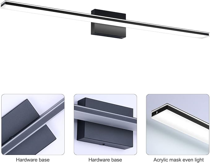 LED Bathroom Light Fixtures 28W Bath Room Lamps 40" Over The Mirror Lighting Fixture for Bathroom Matte Black Wall Lights Above Mirror 6000K