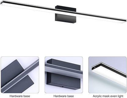 LED Bathroom Light Fixtures 28W Bath Room Lamps 40" Over The Mirror Lighting Fixture for Bathroom Matte Black Wall Lights Above Mirror 6000K