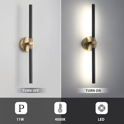 2026 Upgrade Black and Gold Vanity Light, 18W Brighter 24" Gold Bathroom Light Fixtures Linear Modern LED Bathroom Vanity Lighting Fixtures Over Mirror Light Bar Sconce, 360° Rotable 4000K CRI 90+