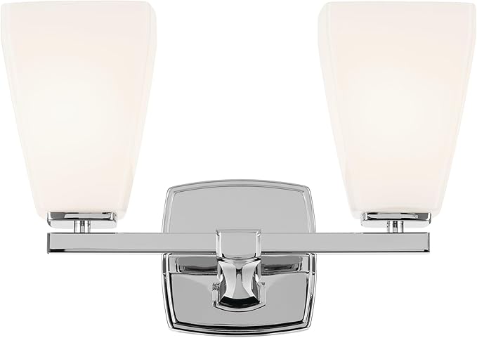 Kichler Marant 14.25" 2-Light Vanity Light with Opal Glass in Chrome, for Bathroom, Powder Room, Over a Mirror, (14.25" W x 9.5" H), 55215CH