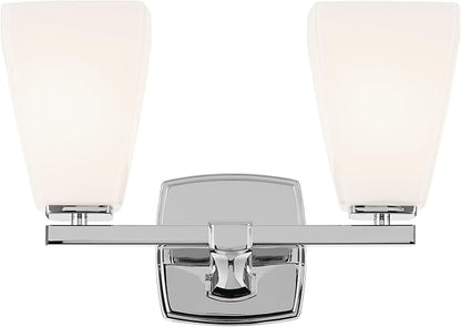 Kichler Marant 14.25" 2-Light Vanity Light with Opal Glass in Chrome, for Bathroom, Powder Room, Over a Mirror, (14.25" W x 9.5" H), 55215CH