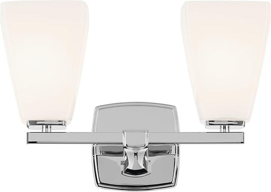 Kichler Marant 14.25" 2-Light Vanity Light with Opal Glass in Chrome, for Bathroom, Powder Room, Over a Mirror, (14.25" W x 9.5" H), 55215CH