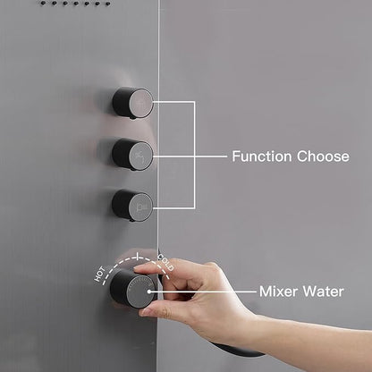 BWE Stainless Steel Shower Panel Tower System - 3 IN 1 Brushed Nickel Shower Panel - Rainfall Shower Head and Handheld with Massage Body Jets - Wall Mount
