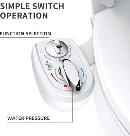 BD186 Bidet Attachment, Hot and Cold Water Bidet, Dual Nozzle, Self-Cleaning, Adjustable Water Pressure