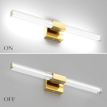Ralbay 24inch Gold Bathroom Vanity Light Bar 22W Modern LED Vanity Lights Gold Bathroom Wall Mounted Light Fixtures Over Mirror(5500K White Light)