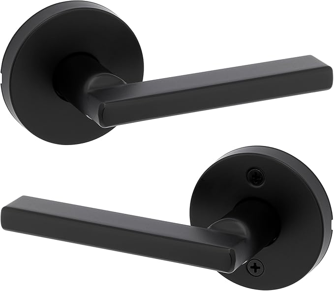 Kwikset Halifax Interior Passage Door Knob, Round Handle for Closet and Hallway Doors, Non-Locking Doorknob in Matte Black, with Microban Protection