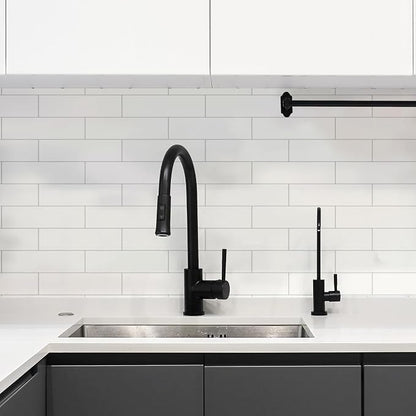 80-Piece Pure White Thick PVC Peel and Stick Backsplash, 2" x 8" Waterproof Subway Tile Peel and Stick Wall Tiles for Kitchen and Bathroom