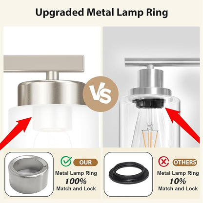 IZORRO Modern Bathroom Light Fixtures, 5 Light Brushed Nickel Vanity Lights, Bathroom Lighting Fixtures Over Mirror with White Glass for Living Room Cabinet Bedroom
