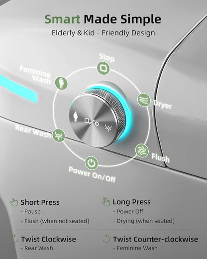 Smart Toilet with Bidet Built In, One-Piece Electric Tank Toilet with Foam Shield, Auto Open & Close Lid, Dual Flush 1.28 GPF, Heated Seat, Remote Control, Warm Air Dryer & Temp Display