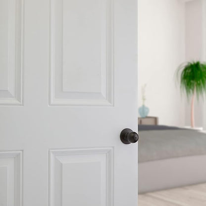 Kwikset Polo Interior Privacy Door Knob with Lock, Door Handle For Bathroom and Bedroom, Venetian Bronze Keyless Turn Lock Doorknob