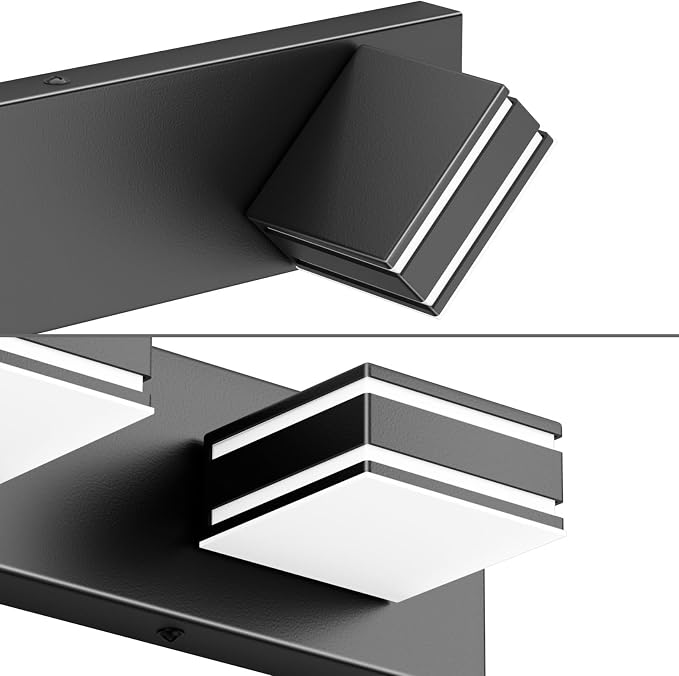 Ralbay 55inch Black Vanity Light for Bathroom 7-Light LED Modern Acrylic Matte Black Bathroom Wall Vanity Lighting Fixtures Over Mirror