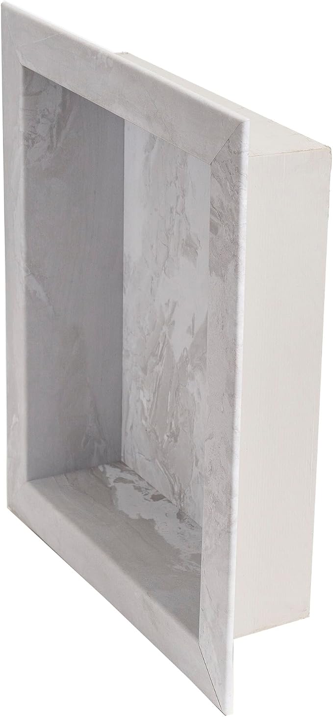 Palisade 17.5 in x 15.5 in Vinyl Shower Niche Iced Pewter/Urban Fjord | Waterproof Shower Insert