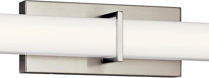 Kichler LED Linear Bath Light, Brushed Nickel | Integrated LED vanity light with white acrylic diffuser (37.5" x 4.75" x 4.5"), 11147NILED