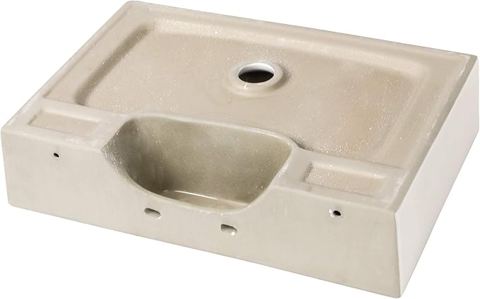 Logmey 20 Inch Wall Mount Bathroom Vessel Sink ADA Rectangle 20"x14" Floating Bathroom Vessel Sink White Porcelain Ceramic Vessel Vanity Sinks Rectangle Art Basin