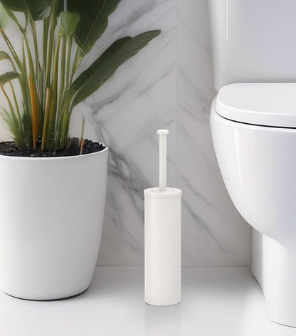 Gatco 1481W Latitude II Toilet Brush Holder, Freestanding Bathroom Toilet Brush Set, Matte White