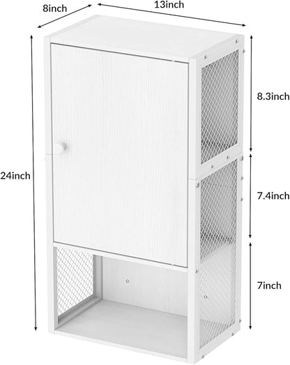 Small Medicine Cabinet, White Bathroom Cabinet Wall Mounted, 3-Tier Bathroom Wall Cabinet, Wood Wall Mounted Hanging Cabinet for Small Spaces, Living Room, Laundry, Kitchen