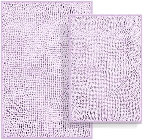 RUN HELIX Bath Mat Rug,24x17+20x32 Inches, Non-Slip Bathroom Rug Set 2 Piece, Comfortable, Soft, Super Water Absorption, Thick Bath Rugs, Easier to Dry for Bathroom Floor Rugs, Lavender Purple