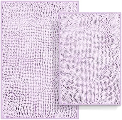 RUN HELIX Bath Mat Rug,24x17+20x32 Inches, Non-Slip Bathroom Rug Set 2 Piece, Comfortable, Soft, Super Water Absorption, Thick Bath Rugs, Easier to Dry for Bathroom Floor Rugs, Lavender Purple