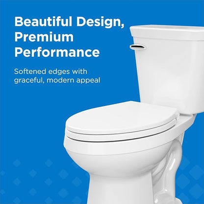 Gerber Viper Force Elongated Two-Piece Toilet, Soft-Close Seat, White | Strong flush clears the bowl every time | Seat lifts off in seconds for easy cleaning | Tool-free install kit included