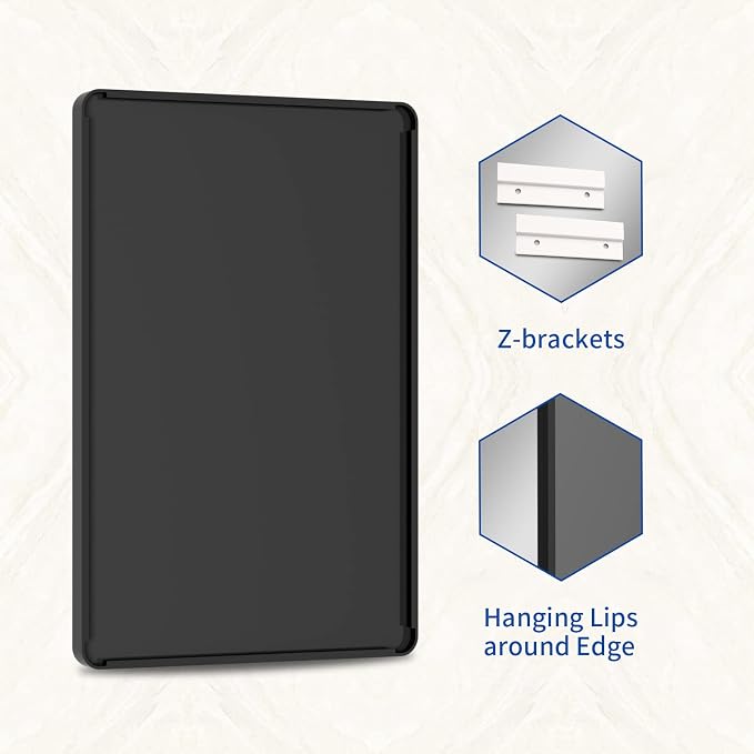 WEER Black Bathroom Mirror 60X28 Inch Metal Framed | Matte Black Vanity Mirror, Rounded Rectangle, Tempered Glass, Anti-Rust, Wall Mounted, Hangs Horizontally or Vertically