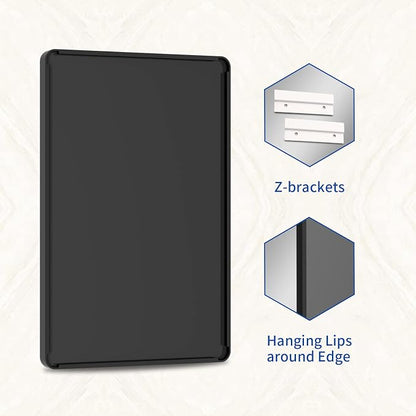 WEER Black Bathroom Mirror 72X32 Inch Metal Framed | Matte Black Vanity Mirror, Rounded Rectangle, Tempered Glass, Anti-Rust, Wall Mounted, Hangs Horizontally or Vertically