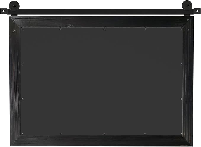 COGOOD Farmhouse Bathroom Mirrors for Over Sink - 22 x 30 Black | Rustic Barn Door Wood Framed Vanity Mirror for Entryway, Living Room, Bedroom, Dresser Wall Decor