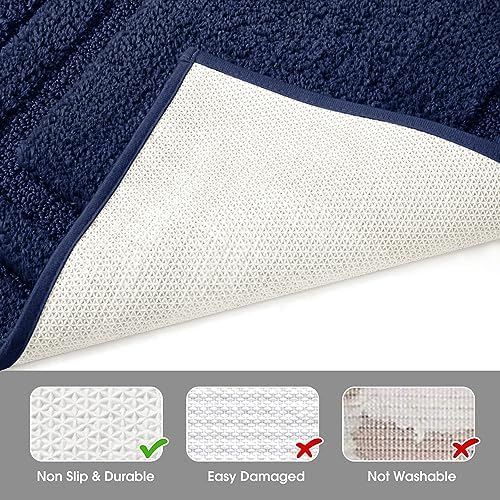 HOMEIDEAS Bathroom Rugs Sets 2 Piece,Soft Non Slip Bath Mat Navy Blue