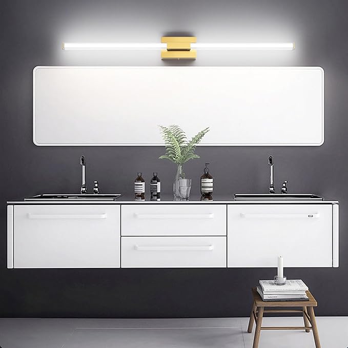 Ralbay 48inch Gold Bathroom Vanity Lights Bar 36W Modern LED Gold Vanity Light Fixtures Over Mirror(5500K White Light)
