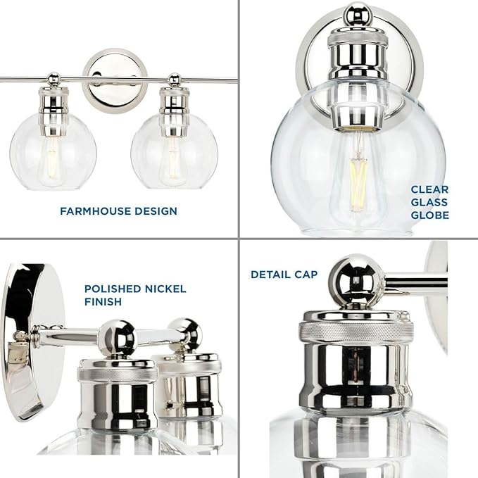 Progress Lighting P300052-104 Hansford Bath & Vanity, 4 Light, Polished Nickel