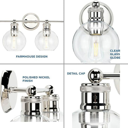 Progress Lighting P300052-104 Hansford Bath & Vanity, 4 Light, Polished Nickel
