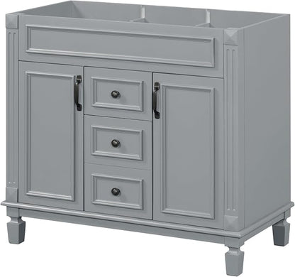 36" Bathroom Vanity Without Top Sink,Modern Freestanding Bath Storage Cabinet with 2 Soft-Close Doors and 2 Drawers,Solid Wood Vanity Only,Water Resistant,Easy to Assemble,Grey