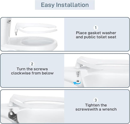 Elongated Open-Front Toilet Seat, Commercial Heavy Duty Seat Without Cover, Never Loosen Design to Reduce Call-Backs, 18.5 Inch White Public Toilet Lid for Office, Church, Hospital
