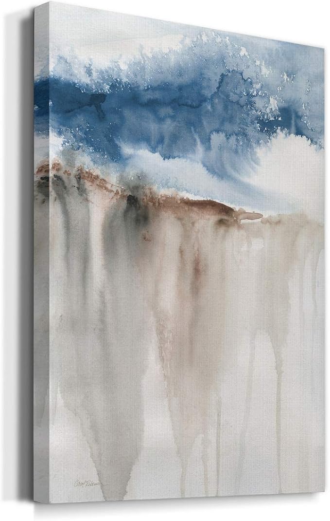 Renditions Gallery Canvas Nature Wall Art Modern Paintings Decorations Rough Blue Water Cliff Canvas Abstract Wall Hanging Artwork Prints for Bedroom Living Office Kitchen - 8"x12" LT02