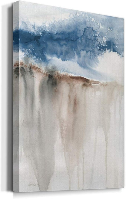 Renditions Gallery Canvas Nature Wall Art Modern Paintings Decorations Rough Blue Water Cliff Canvas Abstract Wall Hanging Artwork Prints for Bedroom Living Office Kitchen - 8"x12" LT02