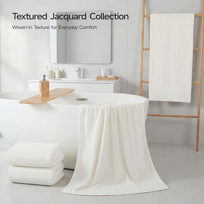ecolook Microfiber Bath Towels Set of 4, 31 x 63 Inch Extra Large Bath Towel Set, Super Soft & Highly Absorbent, Quick Dry Lightweight Towels for Bathroom, Gym, Spa, Pool & Travel, Beige