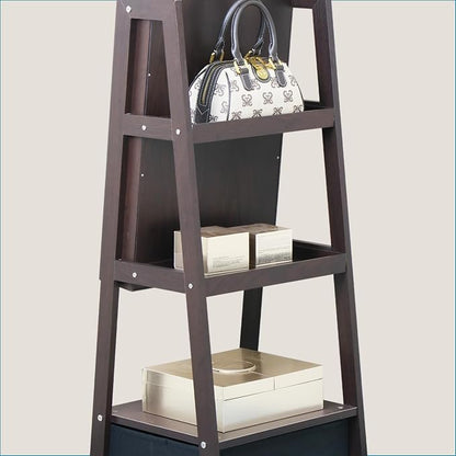Jewelry Armoire Organizer 62 Inch Full Length Mirror with Standing Mirror Jewelry Cabinet Lockable Jewelry Storage Cabinet With Drawer Wheels Brown